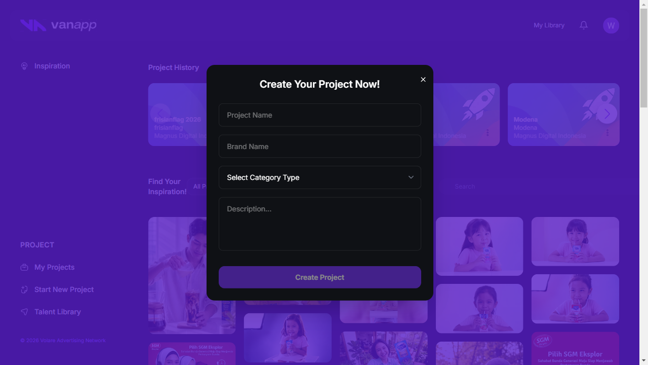 Start New Project Modal